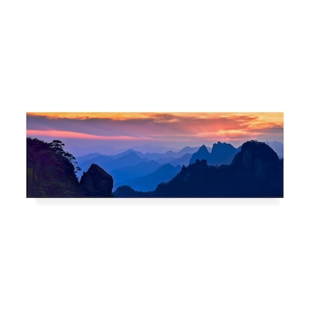 Mei Xu 'Sanqing Mountain Sunset' Canvas Art,8x24